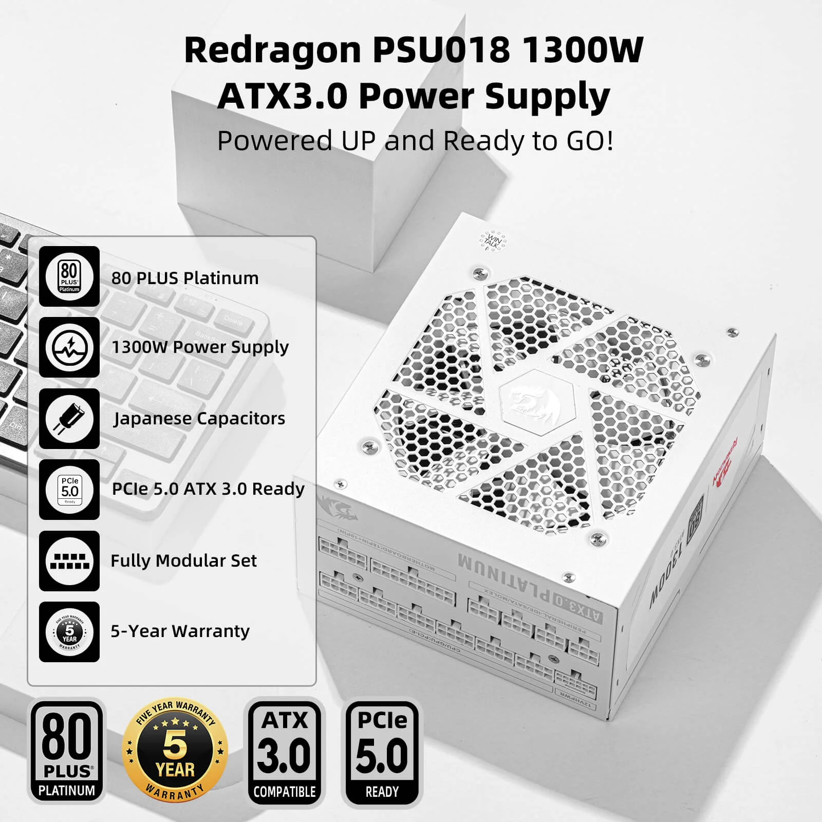 80+ Platinum 1000/1300 Watt ATX 3.0 Fully Modular Power Supply Includes a FREE 12VHPWR Cable - Image 15