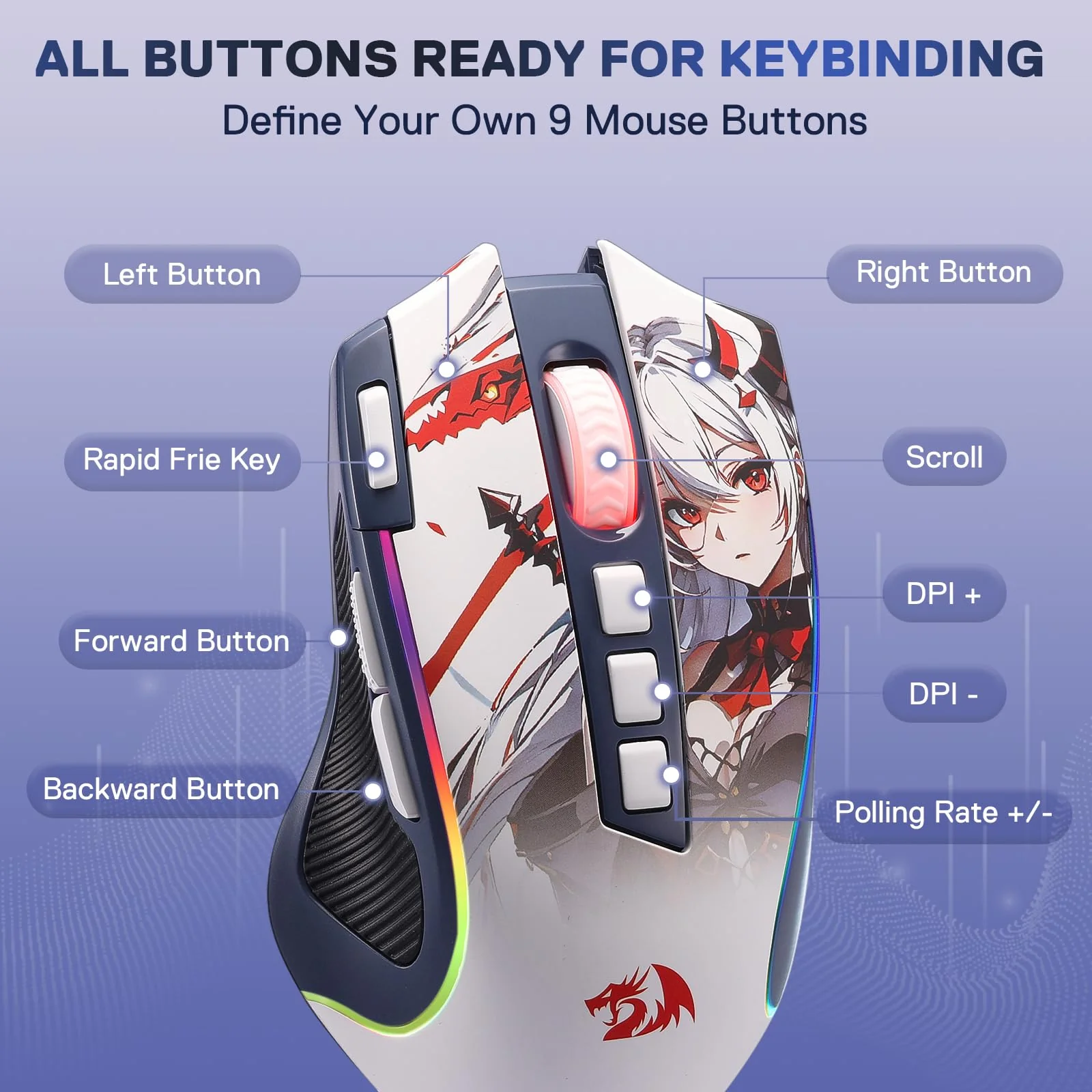 EISA K686 PRO SE Keyboard & M612 PRO Gaming Mouse Anime Combo - Image 12