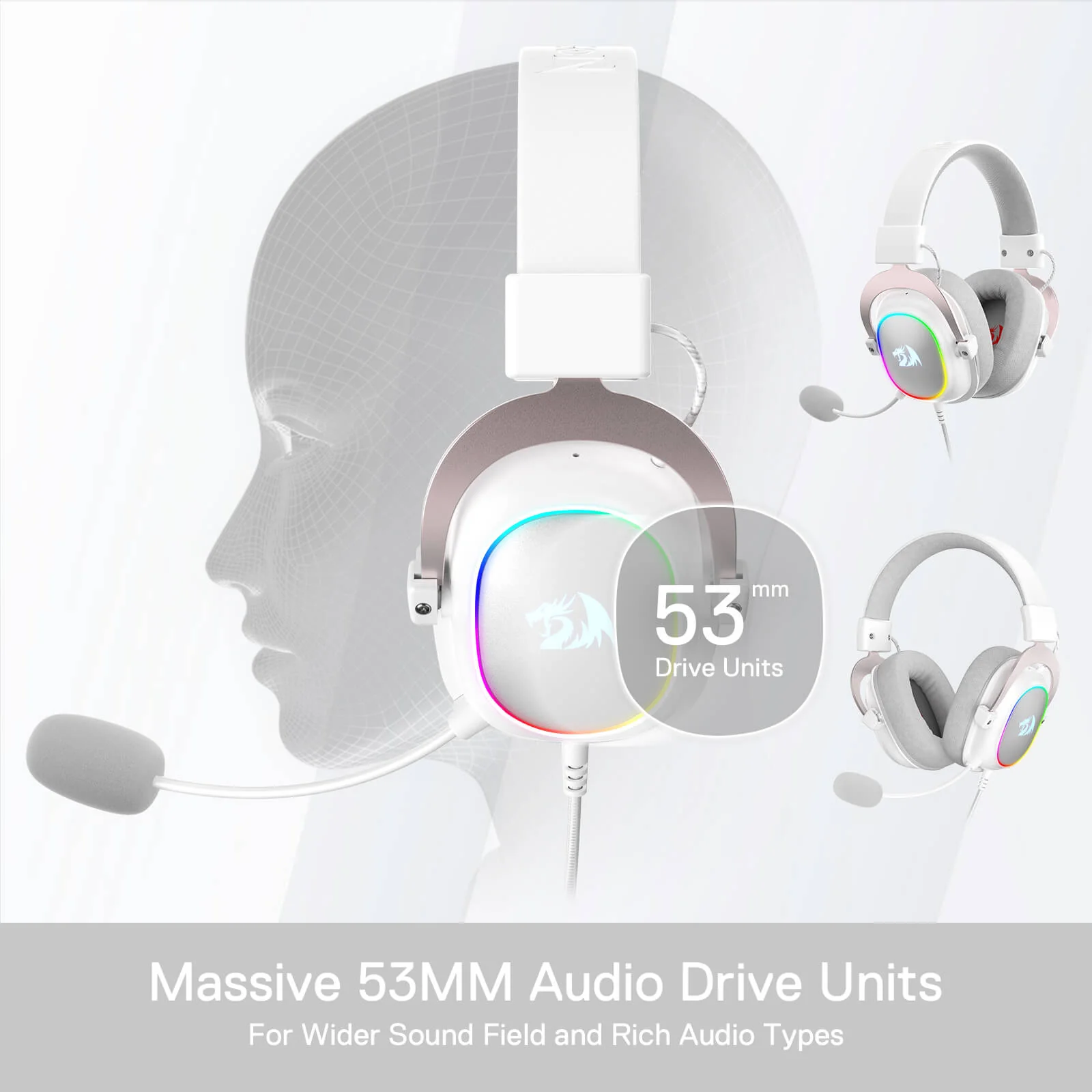 H510 ZEUS-X RGB White Wired Gaming Headset - Image 13