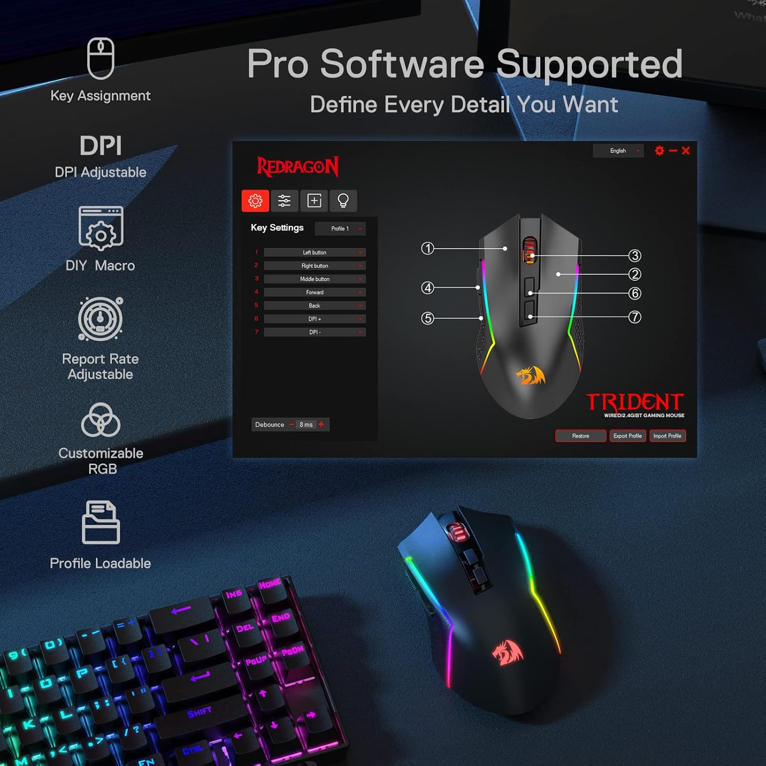 HORUS K618 Ultra-slim Keyboard & TRIDENT M693 Mouse Tri-Mode Combo - Image 18