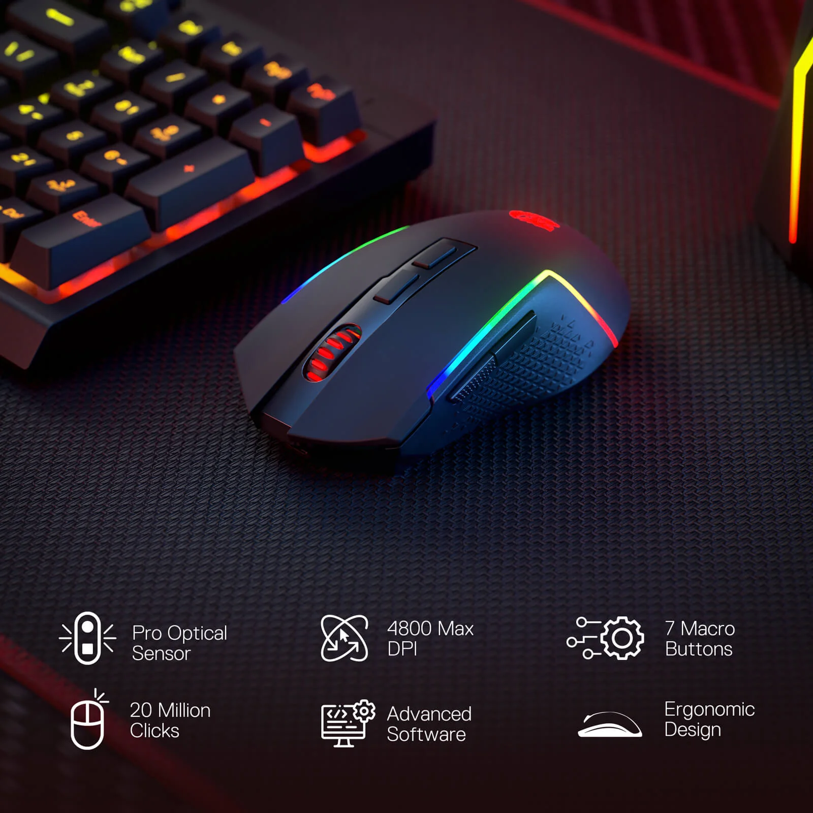 RYLO PRO S142 Membrane Gaming Keyboard & Mouse Tri-Mode Combo - Image 5