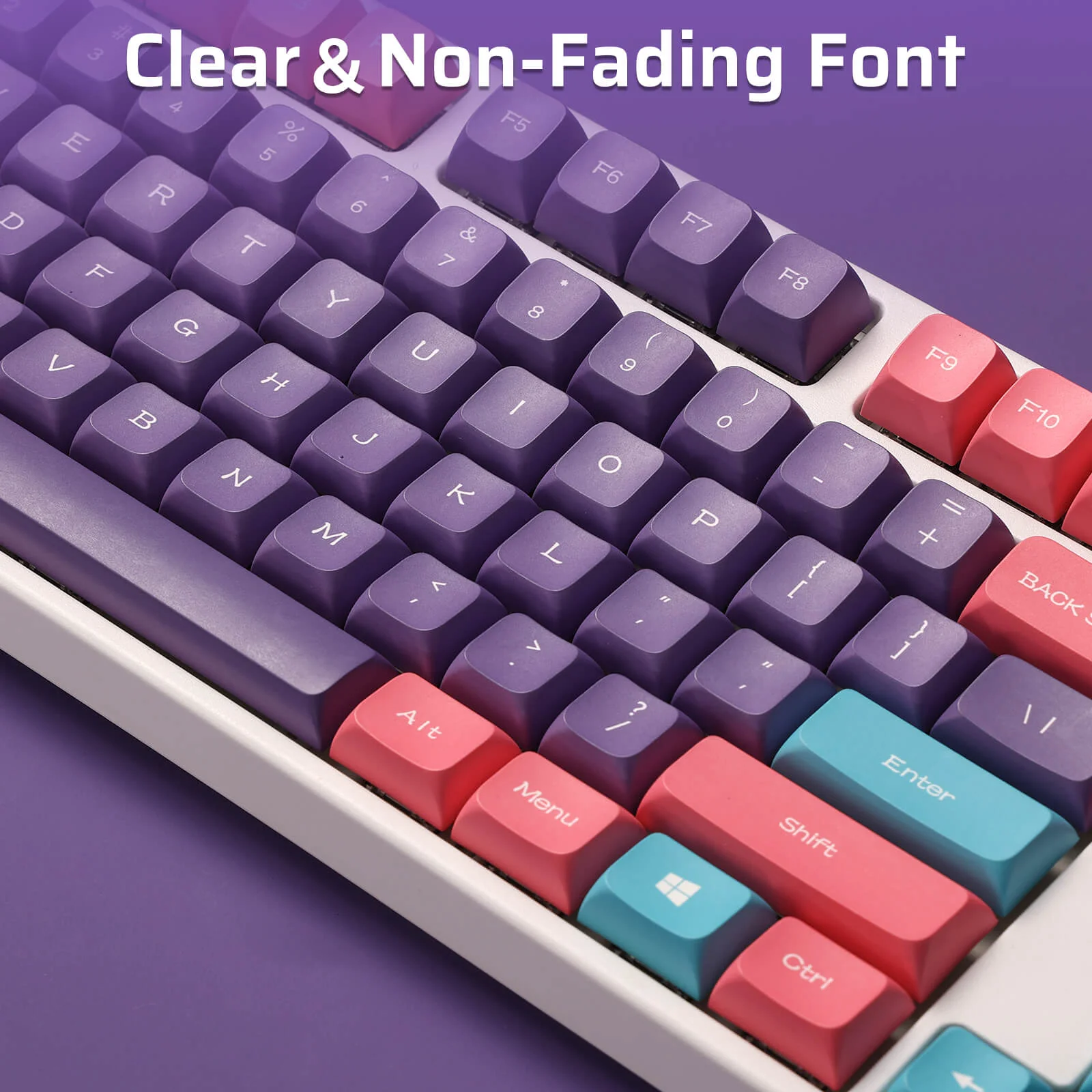(Only Keycaps) Redragon x LTC PBT Double Shot 112-Key Sublimation Keycaps Set, KDA Profile for ANSI Layout 61/68/84/87/98/104 Keys Mechanical Keyboard, Neon Purple - Image 12