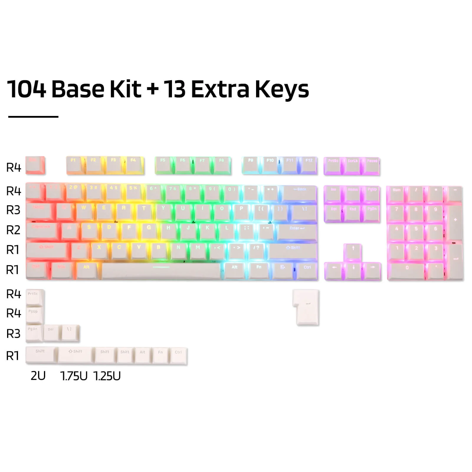 (Only Keycaps) Redragon X LTC 117-Key OEM Profile PBT Double Shot Keycaps Set - Image 4