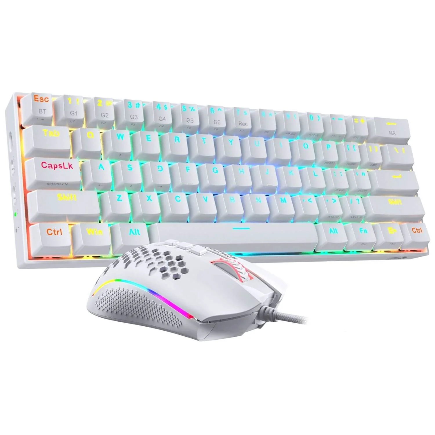 K530 PRO 60% RGB Wireless Mechanical White Keyboard (Brown Switch) M808 White Lightweight RGB Gaming Mouse Bundle - Image 6