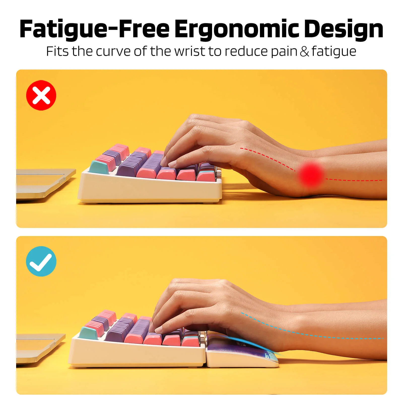 Redragon X LTC Neon Purple Keyboard Wrist Rest Pad - Image 6