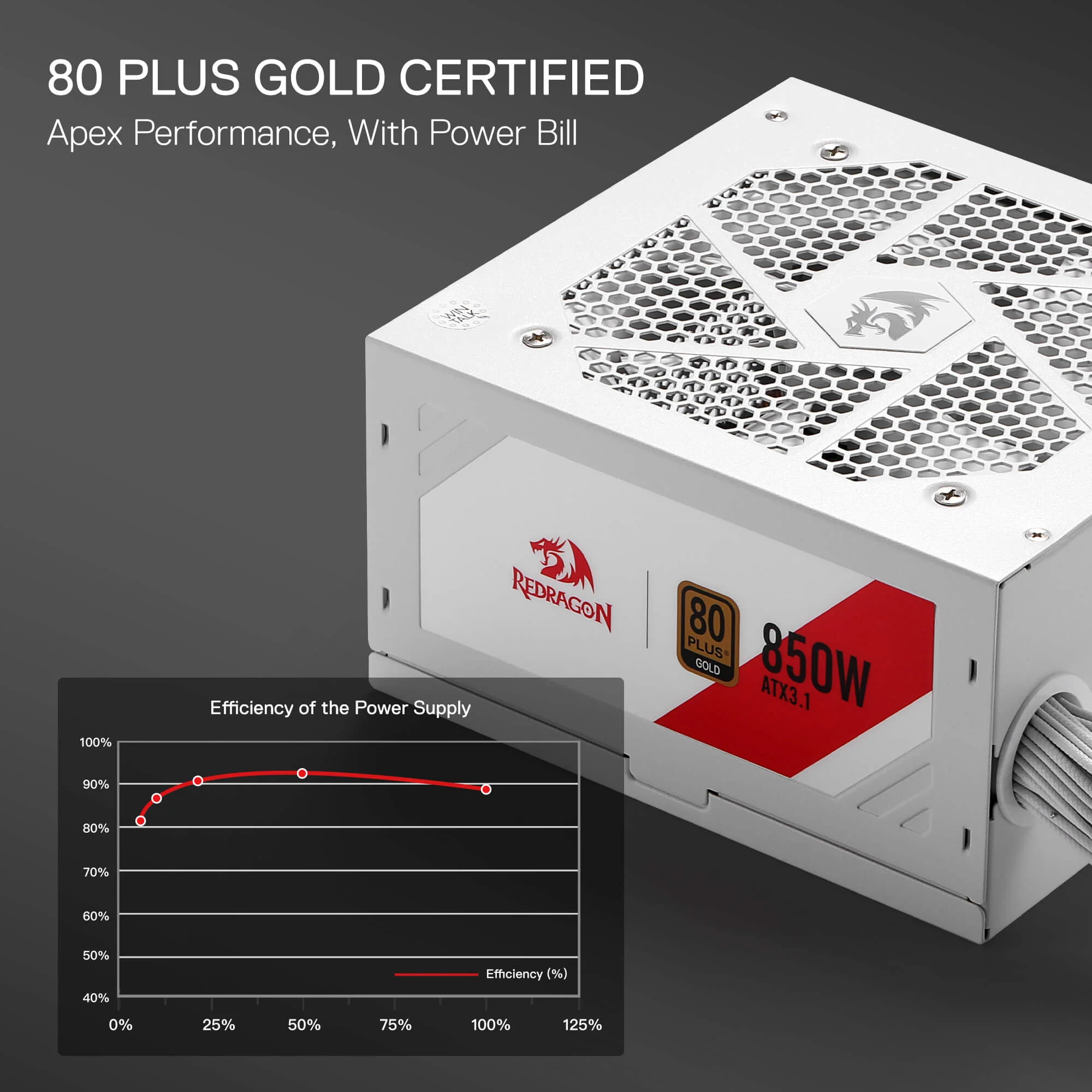 RGMS-850W PRO 80+ ATX 3.1 Gold 850 Watt Power Supply - Image 7